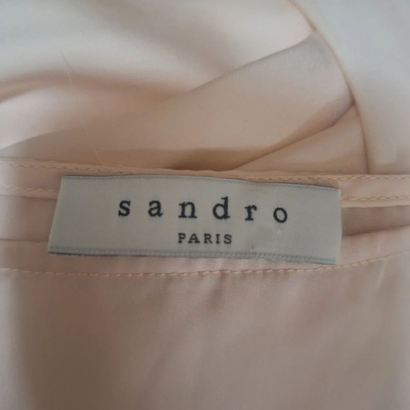 Sandro Paris pink viscose adjustable straps square neck slip dress SZ S - Picture 5 of 7